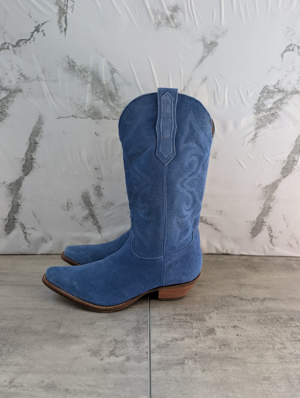 Dingo Out West Blue Suede Snip Toe Women's Cowboy Cowgirl Boots Size 9 Western - Picture 7 of 15